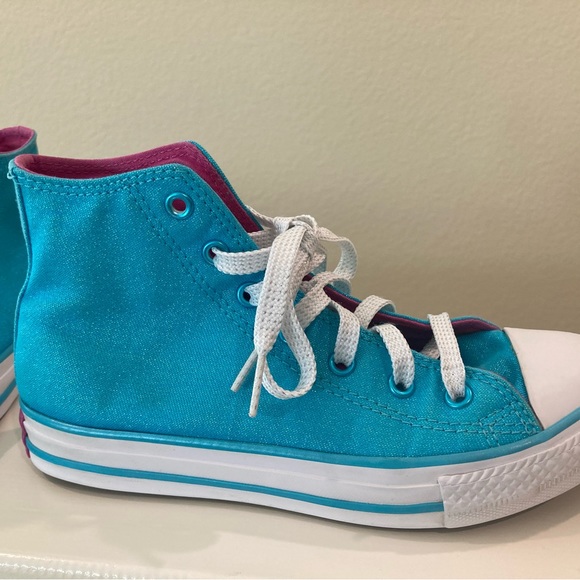 Converse All Star Chuck Taylor hight top metallic blue junior sneaker used Sz 3 - Picture 10 of 10
